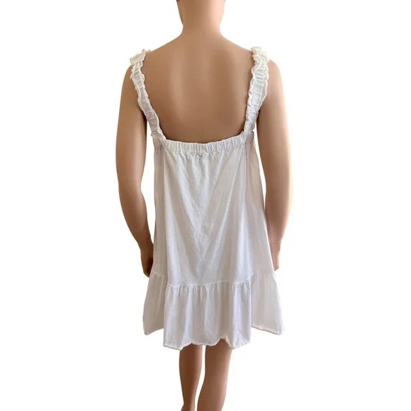 J.Crew Re-Imagine White Cotton Ruffle Strap Tiered Mini Dress Small - Picture 8 of 12